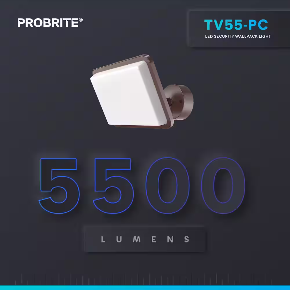 PROBRITE 175W Equivalent 60-Degree Bronze Outdoor Integrated LED Large Flood Light, 4000K, Dusk to Dawn