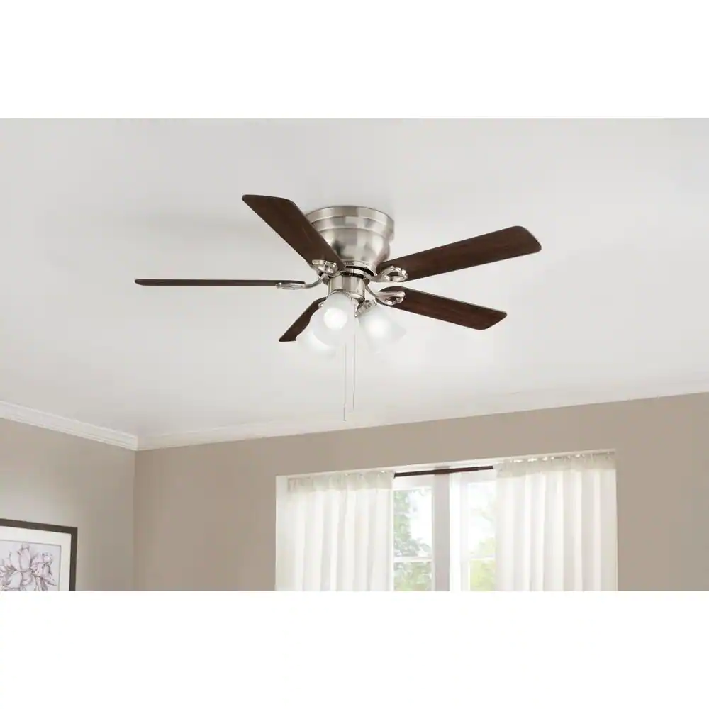 None Clarkston II 44 in. LED Indoor Brushed Nickel Ceiling Fan with Light Kit