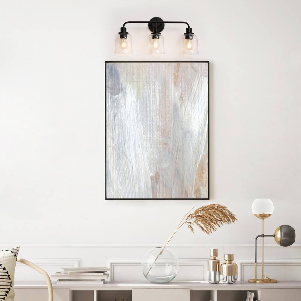 LNC Morrisave Modern 22.8 in. 3-Light Black Bathroom Vanity Light with Bell Glass Shades