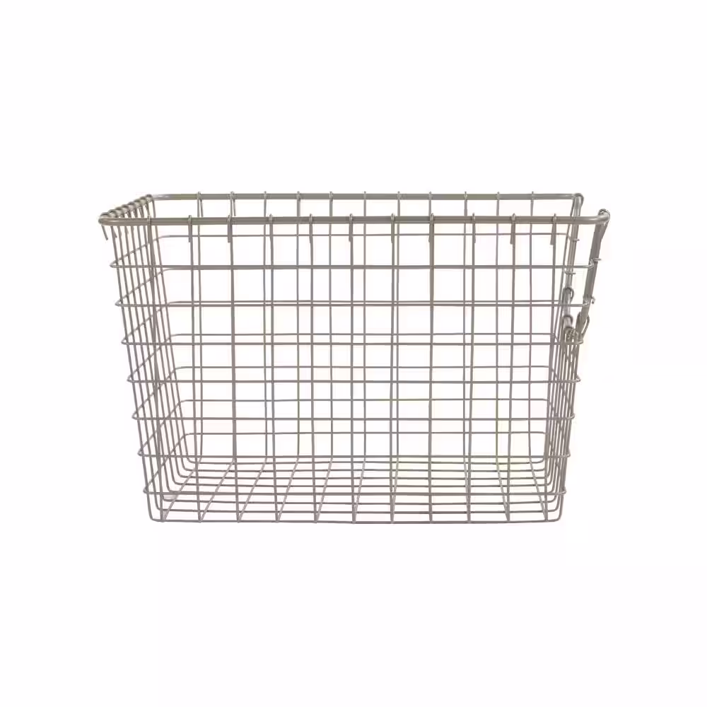 Spectrum Scoop 12.75 in. D x 9.5 in. W x 8 in. H Small Satin Nickel Steel Wire Storage Bin Basket Organizer