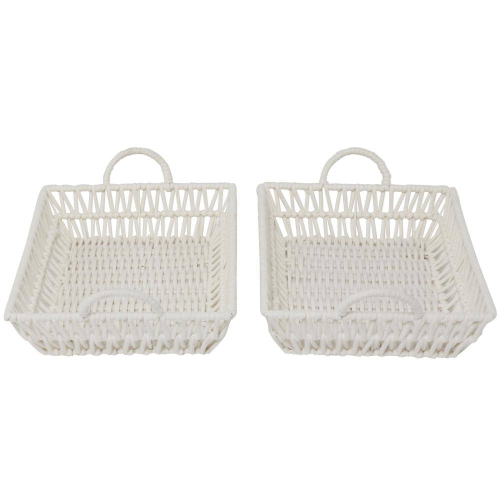 Novogratz Cotton Handmade Woven Storage Basket with Handles (Set of 2)