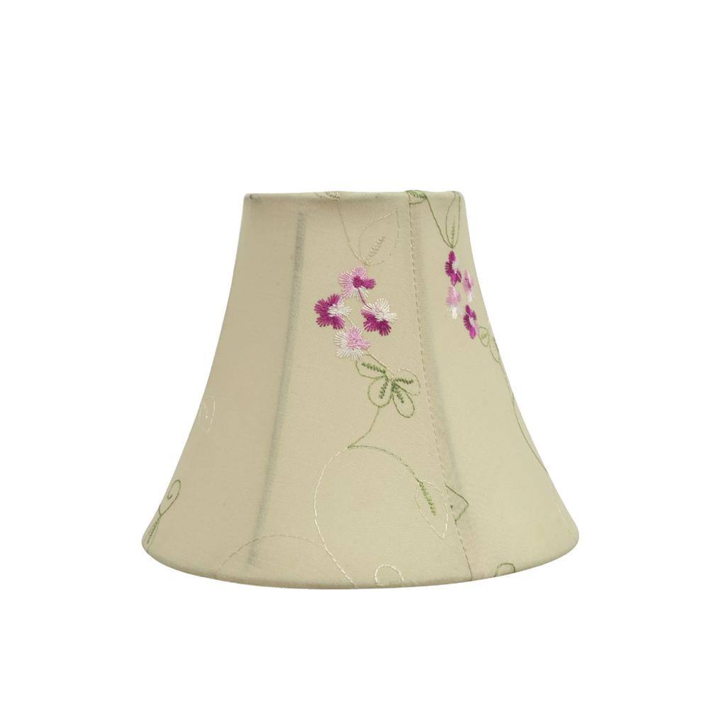 Aspen Creative Corporation 6 in. x 5 in. Apricot/Floral Embroidered Design Bell Lamp Shade (5-Pack)