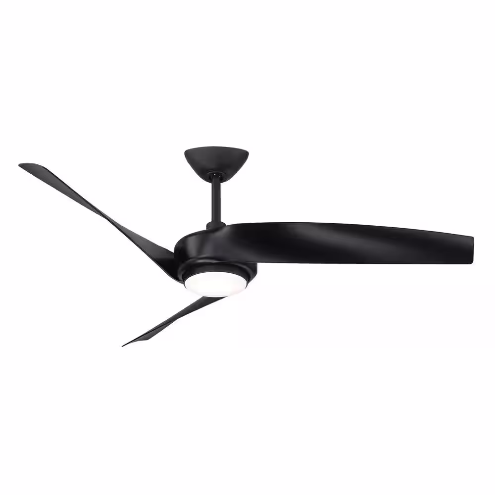 Hampton Bay Tudor 56 in. Integrated CCT LED Indoor Matte Black Ceiling Fan with Light and Remote Control