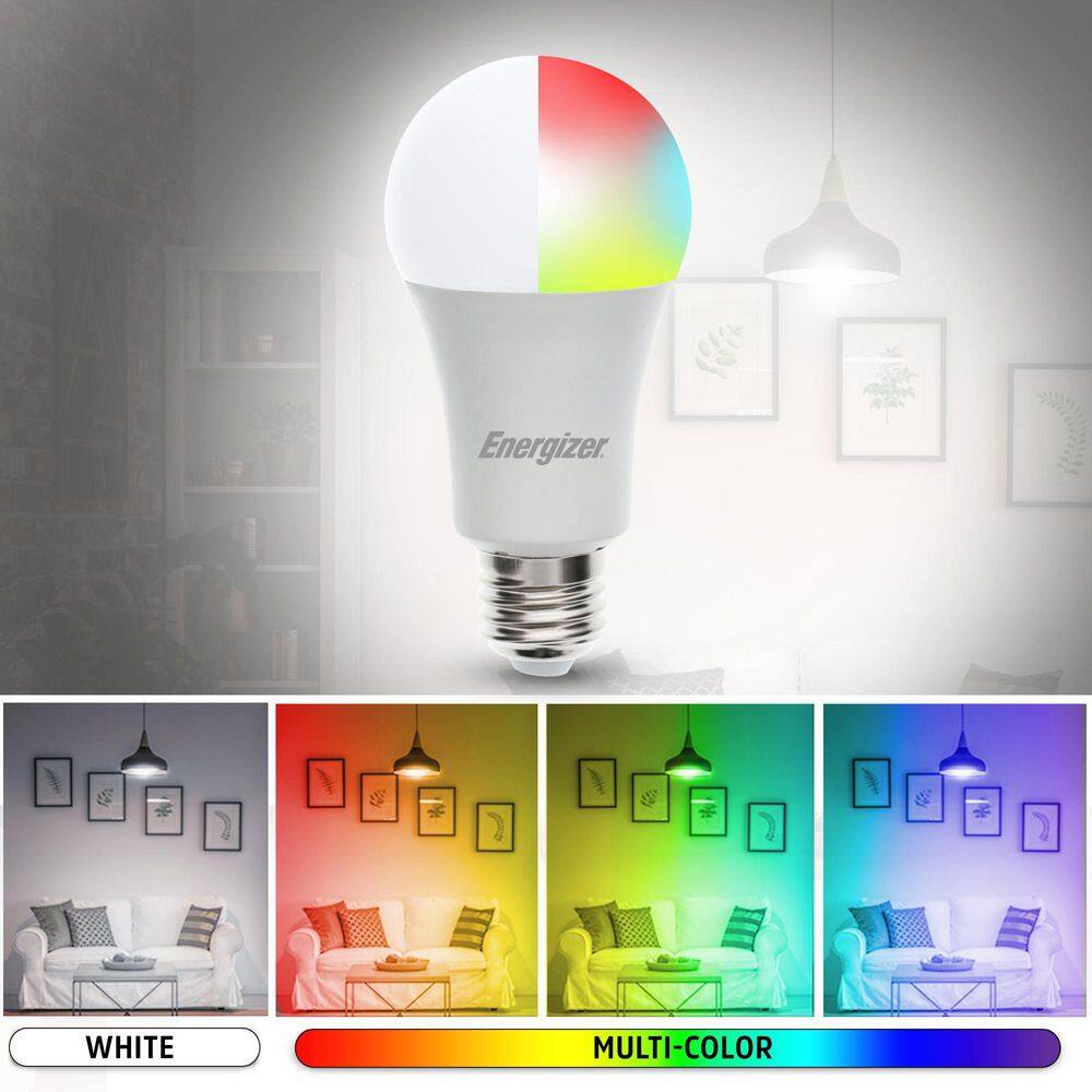 Energizer 60-Watt A19 Smart Wi-Fi Multi-Color and Single White 4000k LED Light Bulb (24-Pack)
