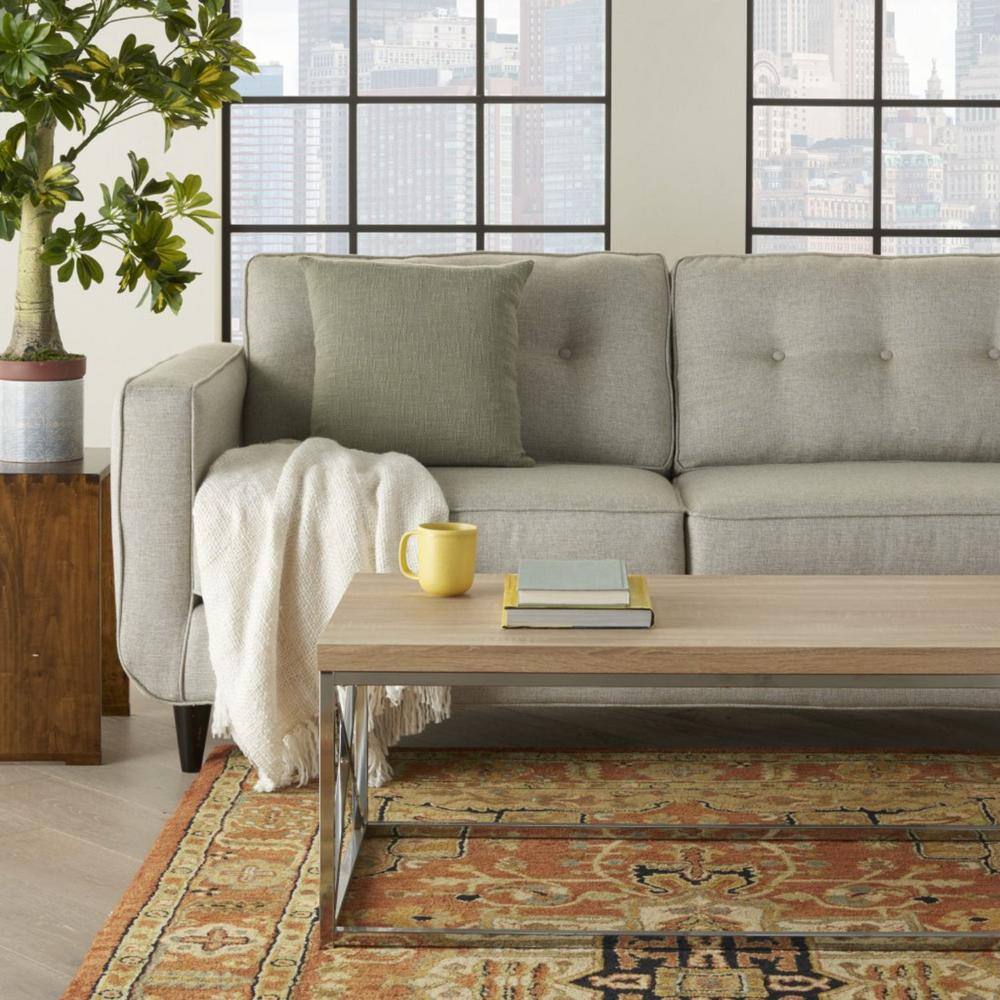 HomeRoots Jordan Sage Geometric Cotton 18 in. X 18 in. Throw Pillow