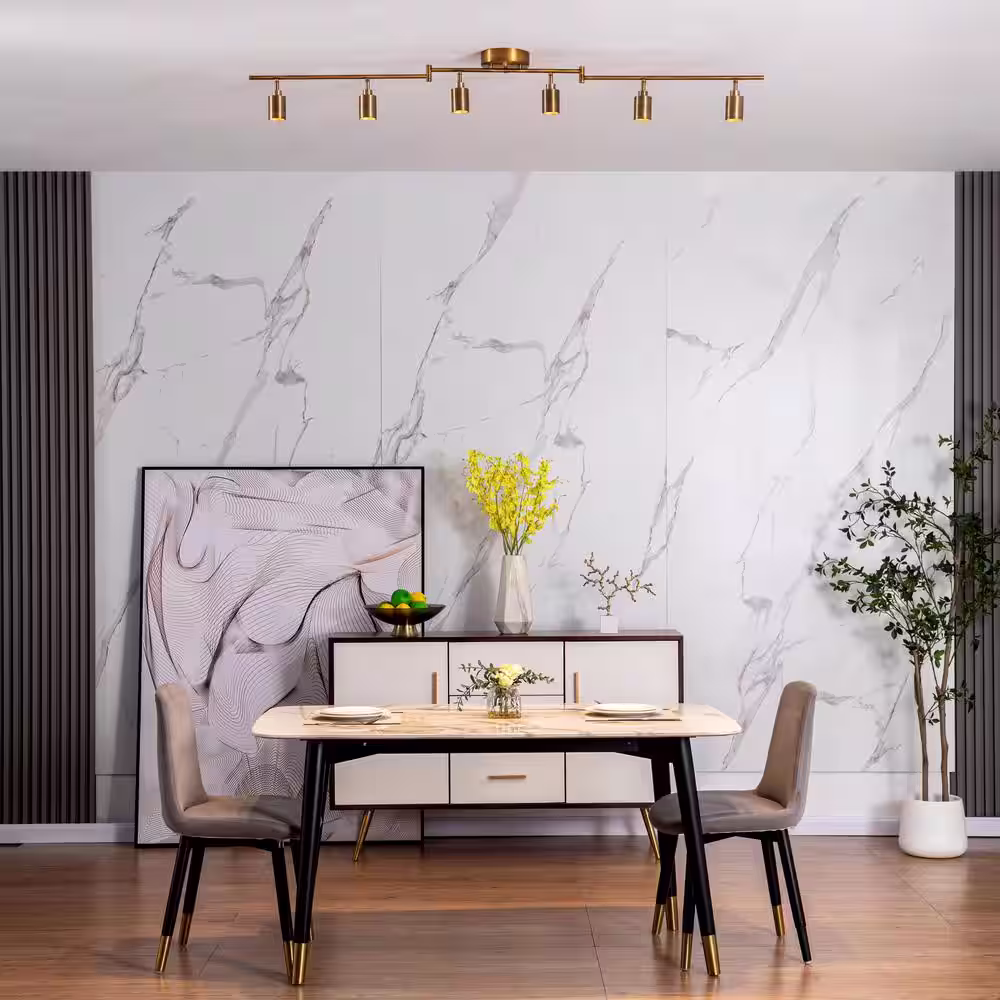 Vidalite Shura 6-Head LED Swivel Track Light, Directional Spot Lights, Dimmable - Brushed Brass