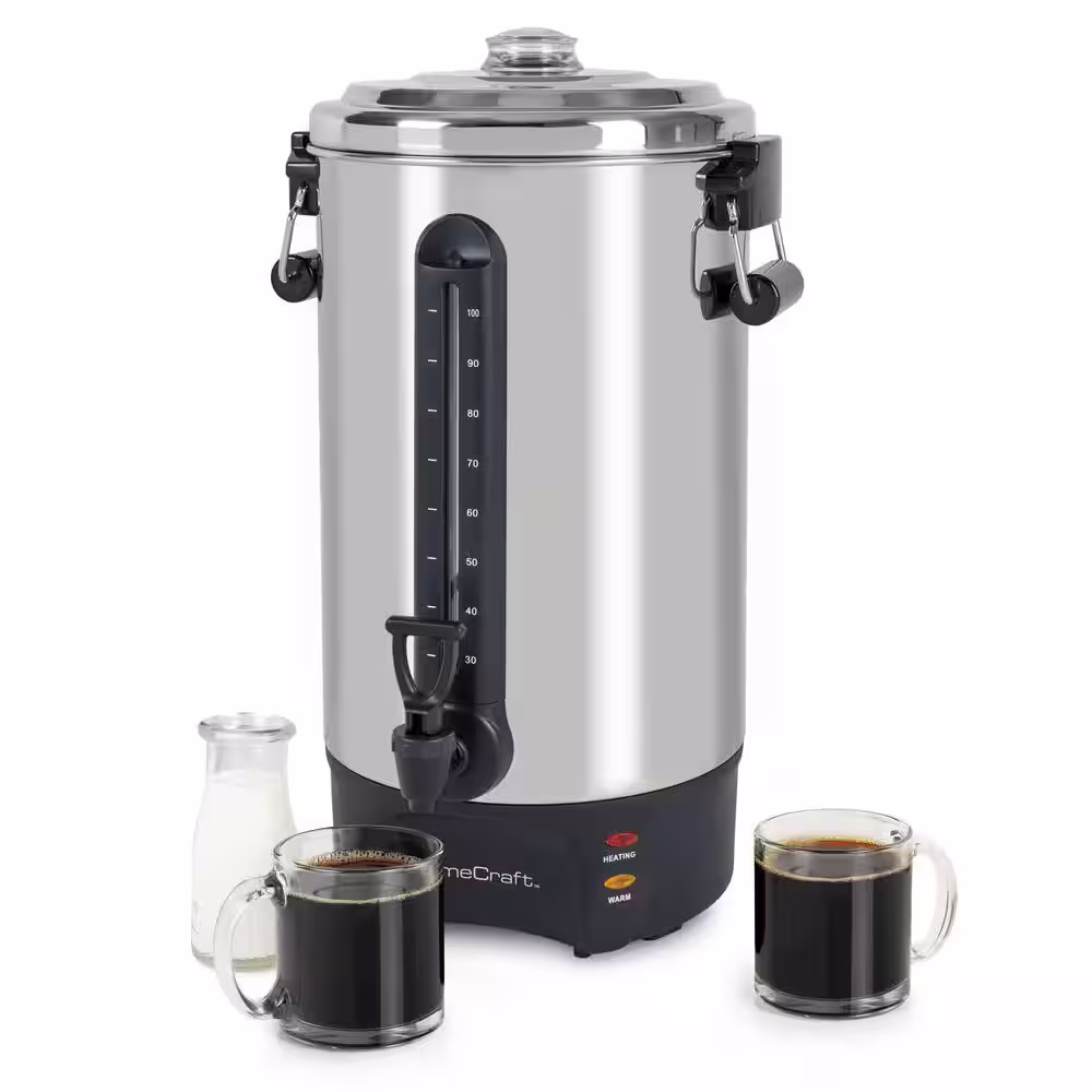 HomeCraft 100-Cup Stainless Steel Coffee Urn with 2-Spigots