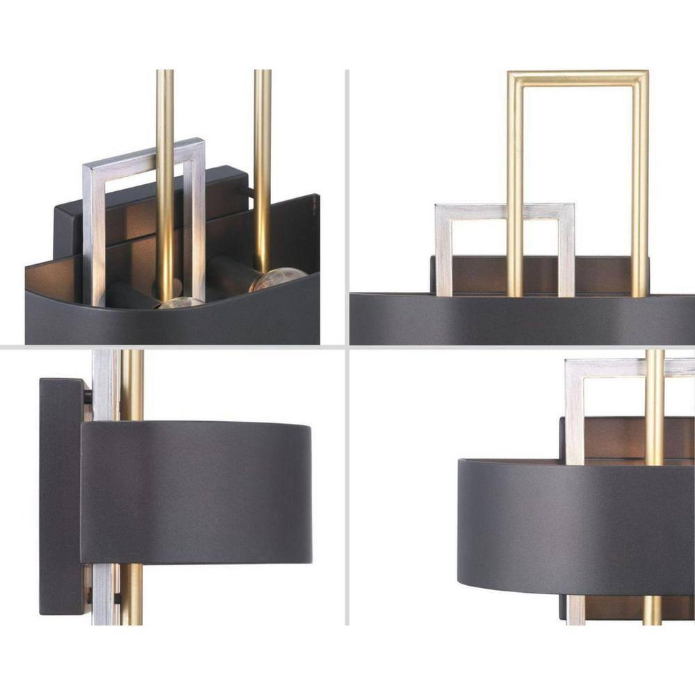 Progress Lighting Adagio Collection 11 in. 2-Light Black and Gold Modern Wall Sconce for Hallways and Dining Rooms