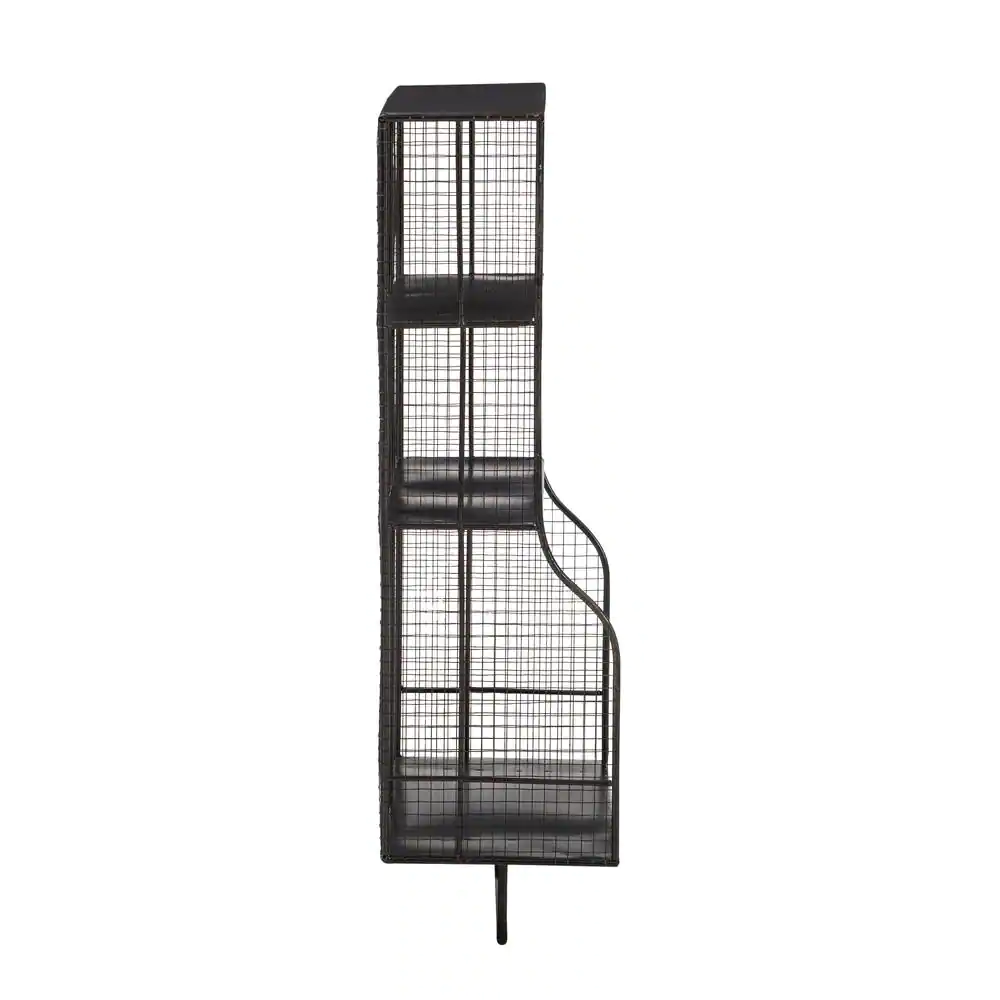 Linon Home Decor Wally Distressed Metal Wall Storage Cage with Three Shelves