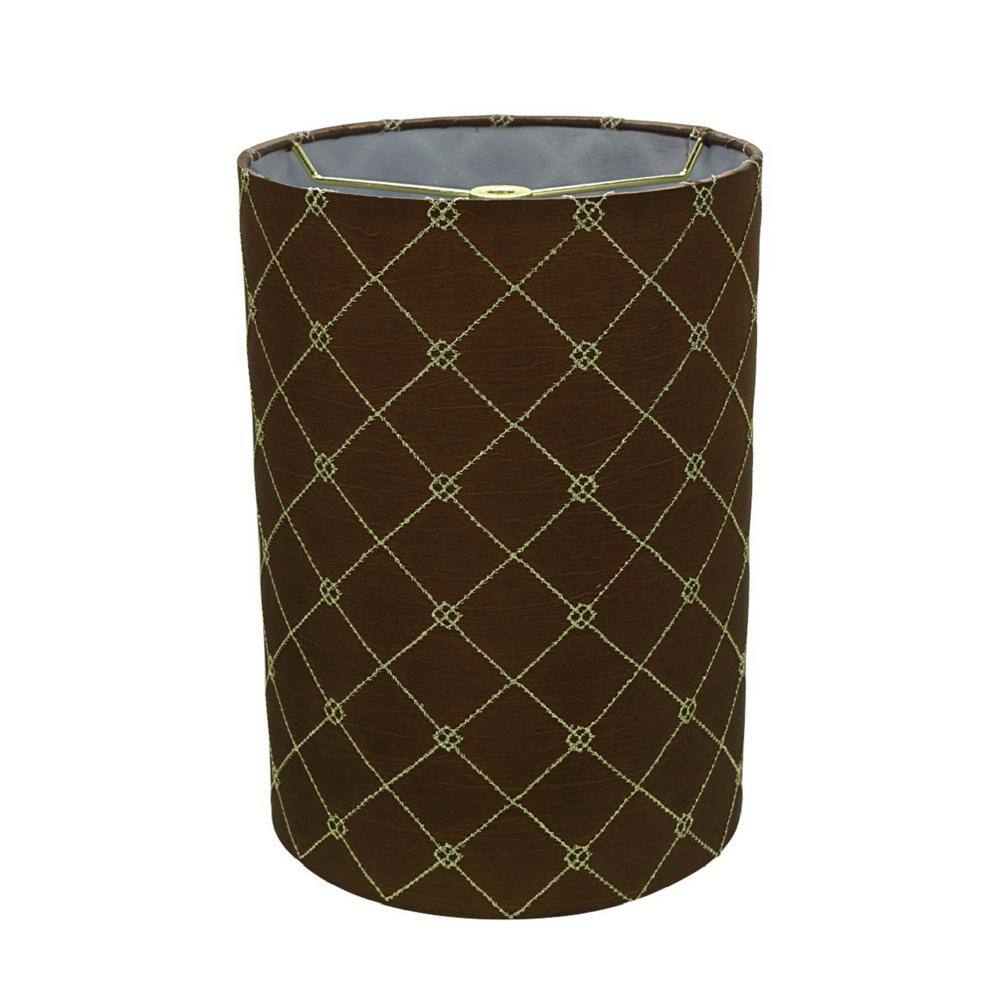 Aspen Creative Corporation 8 in. x 11 in. Brown with Checker Pattern Drum/Cylinder Lamp Shade