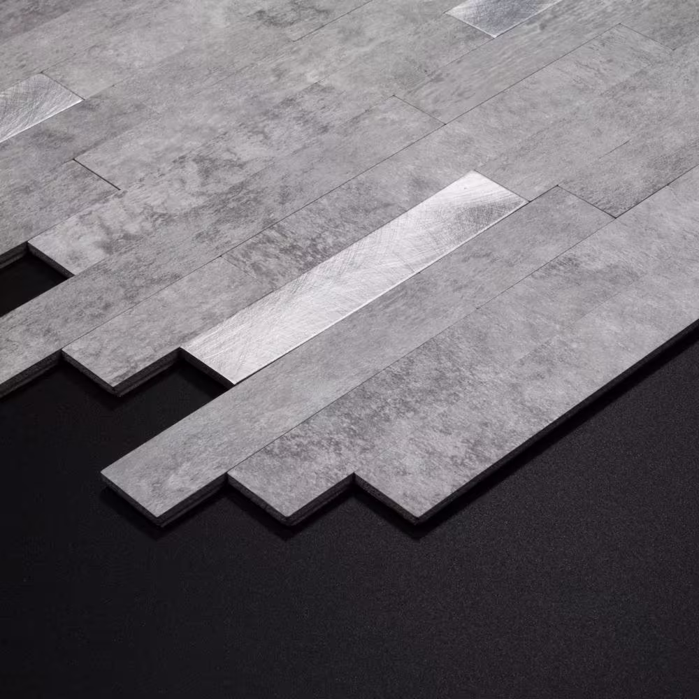 None Marble Collection Gray Stone 12 in. x 12 in. PVC Peel and Stick Tile (5 sq. ft./5-Sheets)