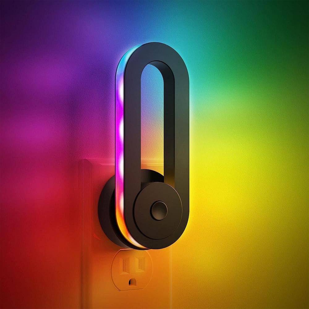 YANSUN 1-Watt Plug In Color-Changing Rainbow Kids Night Light with Dusk-To-Dawn Sensor for Holiday