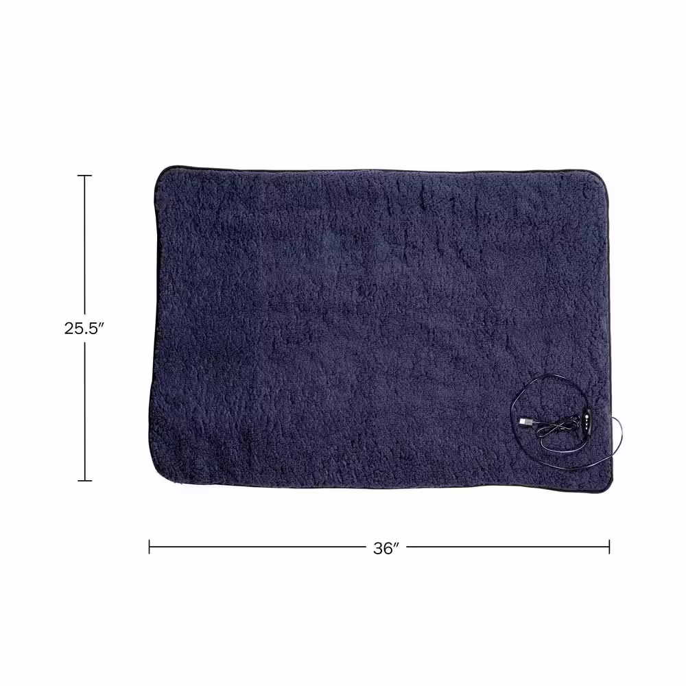 Stalwart Navy Blue Electric Blanket Heated Blanket - Ultra Soft Fleece Throw Powered by 12-Volt Auxiliary Power Outlet for Travel