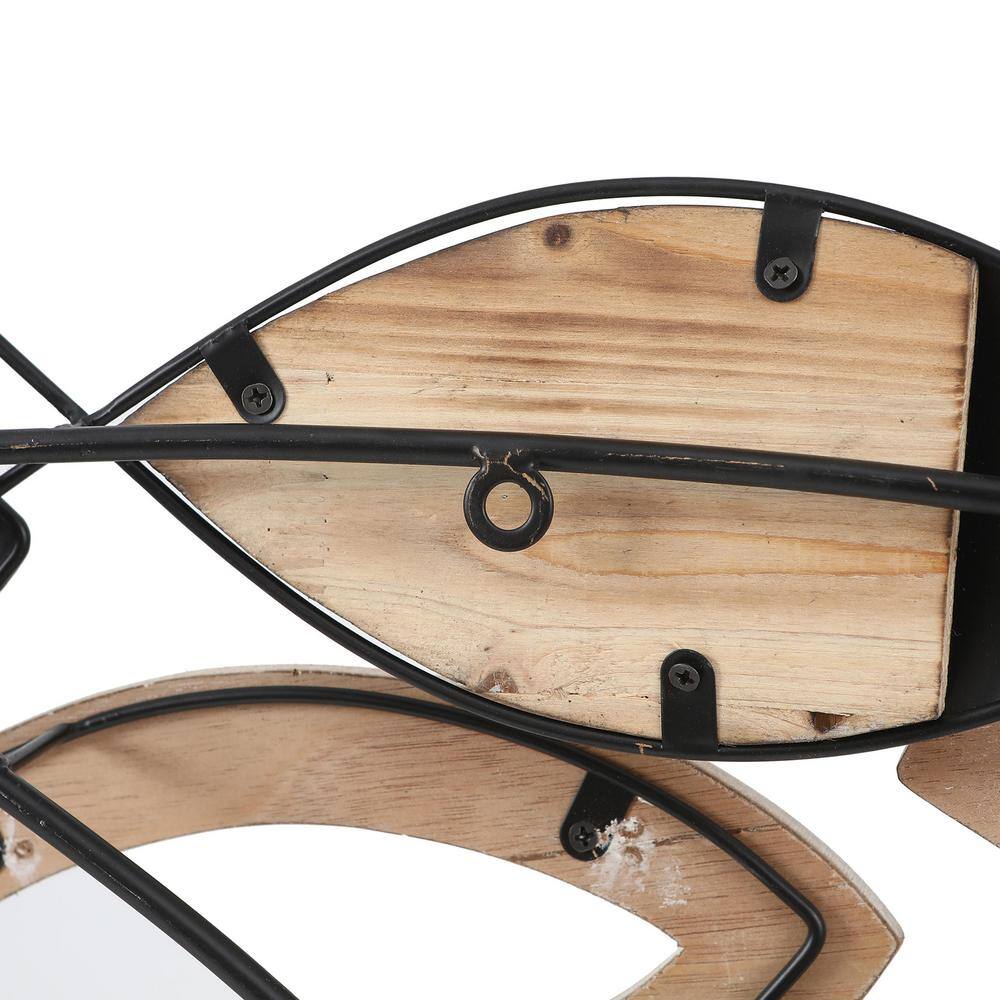 LuxenHome Metal and Wood Modern School of Fish Wall Decor