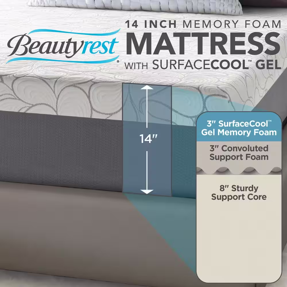 Beautyrest 14 in. Queen Memory Foam Mattress with SurfaceCool Gel