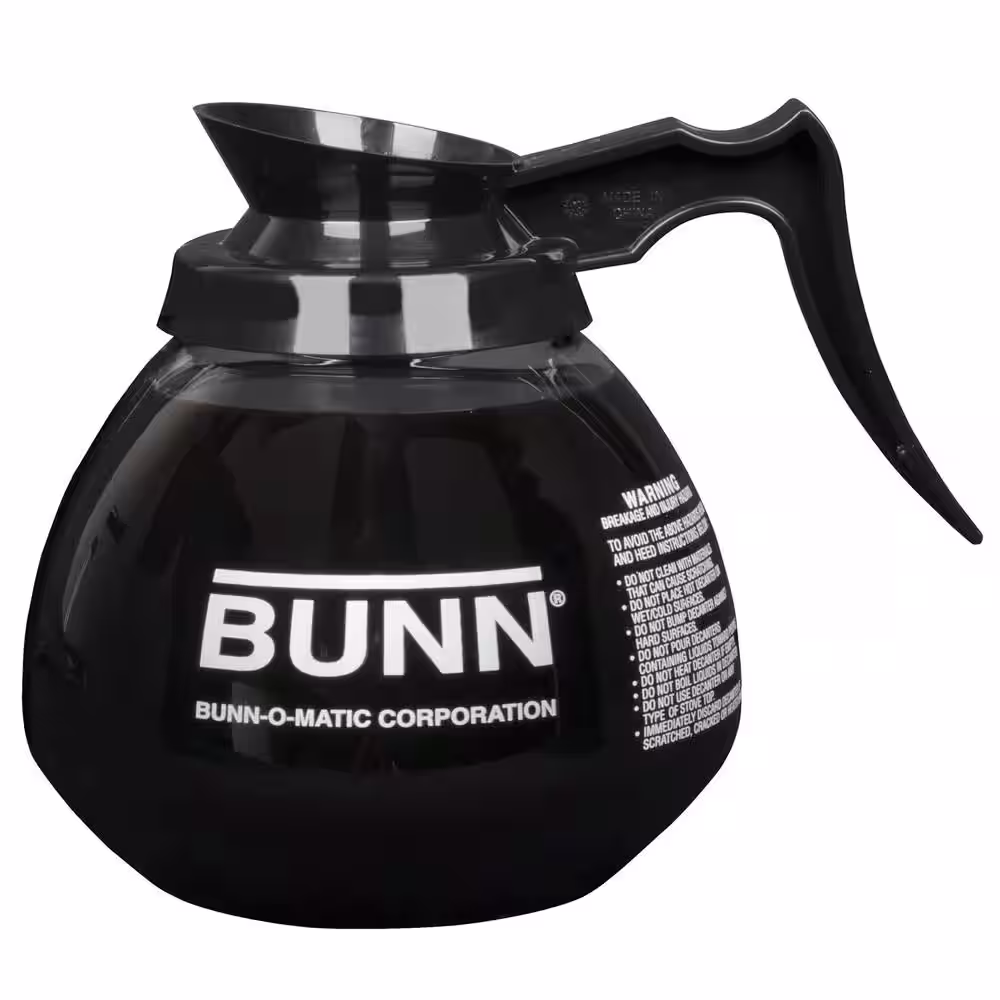 Bunn 12-Cup Commercial Glass Decanter, Black Handle, 42400.0101