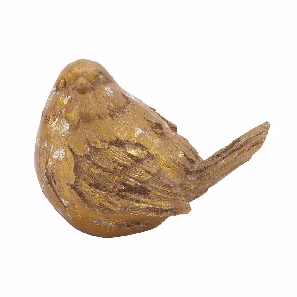 Litton Lane Gold Polystone Bird Sculpture (Set of 2)