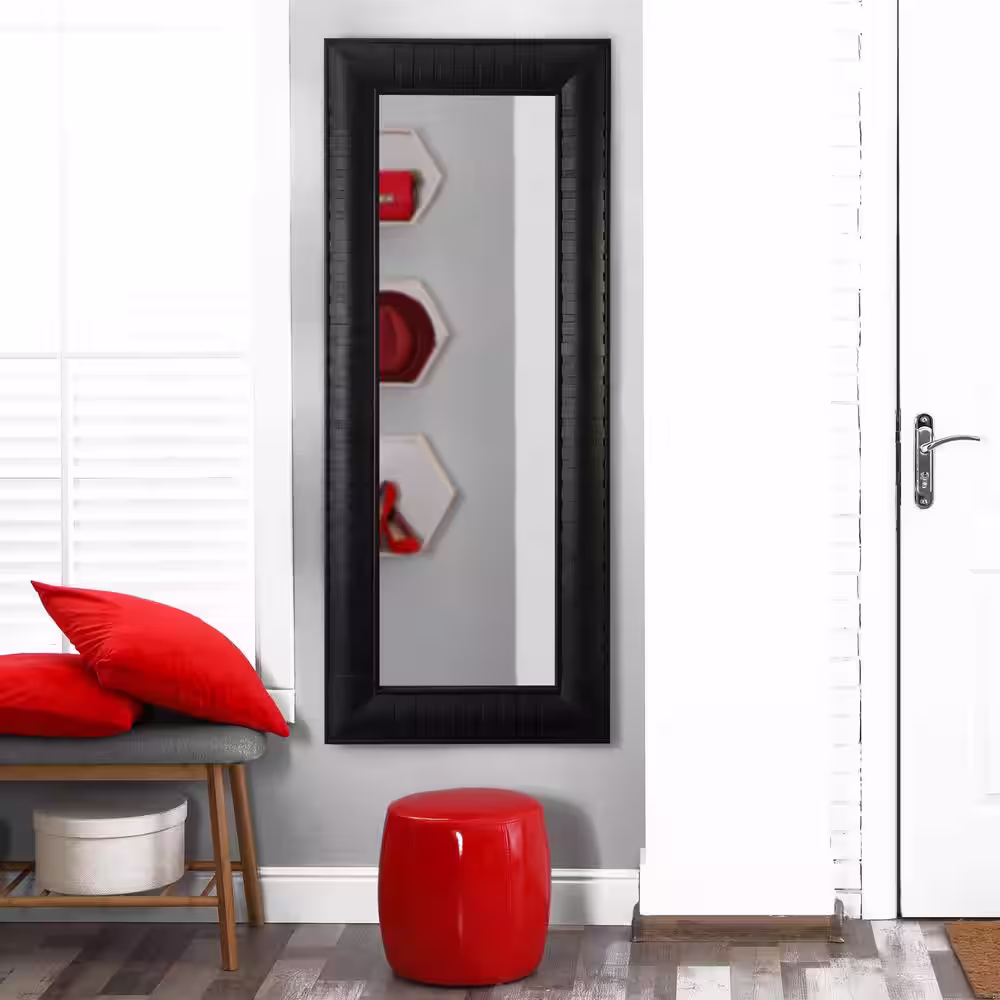 Deco Mirror Black Rectangle Wood Framed Long Full Length Wall Leaner Mirror 24 in. x 58 in.