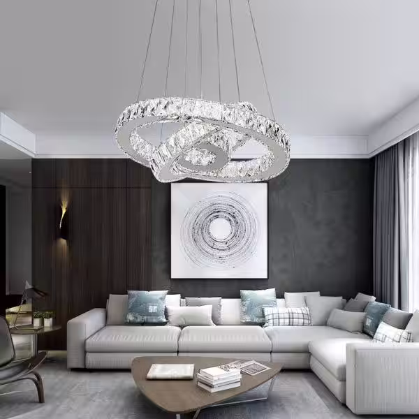 Maxax Jefferson 3 - Light Clear/Chrome Unique/Statement Geometric Integrated LED Chandelier Accents