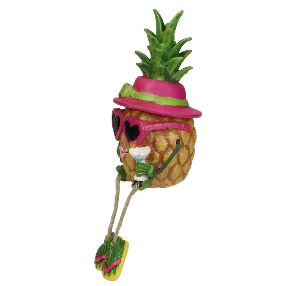 Northlight 9 in. Summertime Dangling Leg Pineapple Girl Garden Statue