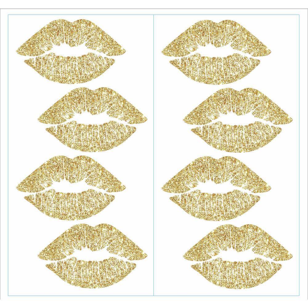 RoomMates 5 in. x 11.5 in. Lip 8-Piece Peel and Stick Wall Decals with Glitter