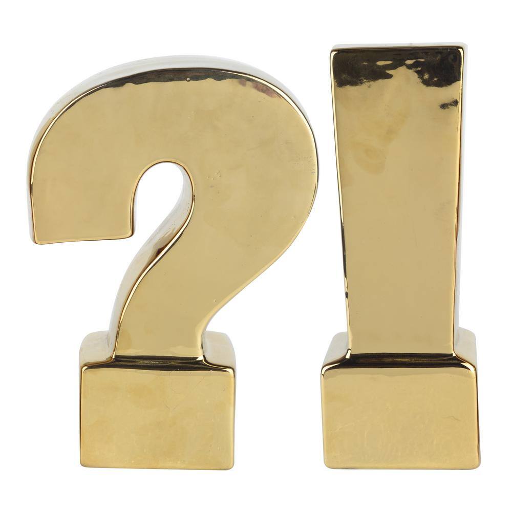 A & B Home Urban Gold Vogue Question and Exclamation Mark Bookends (Set of 2)