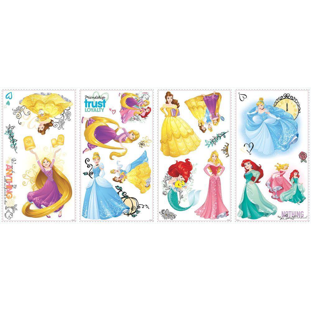 RoomMates 5 in. x 11.5 in. Disney Princess Friendship Adventures 25-Piece Peel and Stick Wall Decal