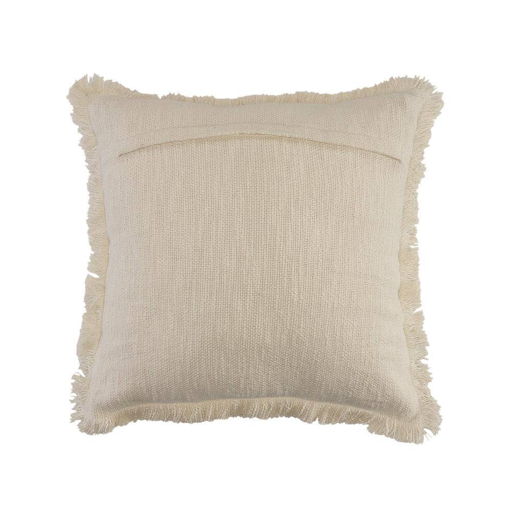 LR Home Caspien Cream Solid Fringed 100% Cotton 20 in. x 20 in. Throw Pillow (Set of 2)