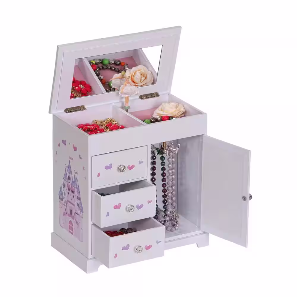 Mele & Co Adalyn Girl's White Fashion Paper Musical Ballerina Jewelry Box