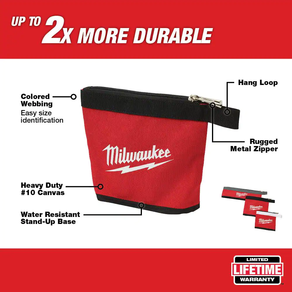 Milwaukee 14 in., 8 in. and 6 in. Multi-Size Zipper Tool Bags in Red (3-Pack)