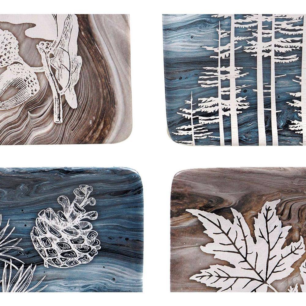 Certified International Fluidity Lodge 4-Piece Seasonal Multicolored Earthenware 6 in. Canape Plate Set (Service for 4)