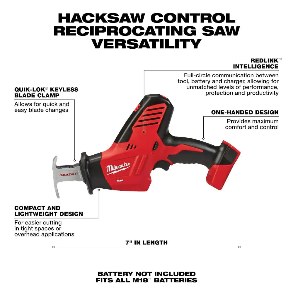 Milwaukee M18 18V Lithium-Ion Cordless HACKZALL Reciprocating Saw (Tool-Only)