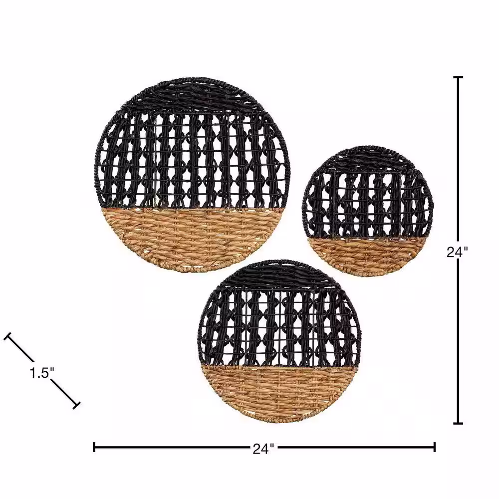 Southern Enterprises Vellats Woven Water Hyacinth Natural Finish Wall Art (Set of 3)