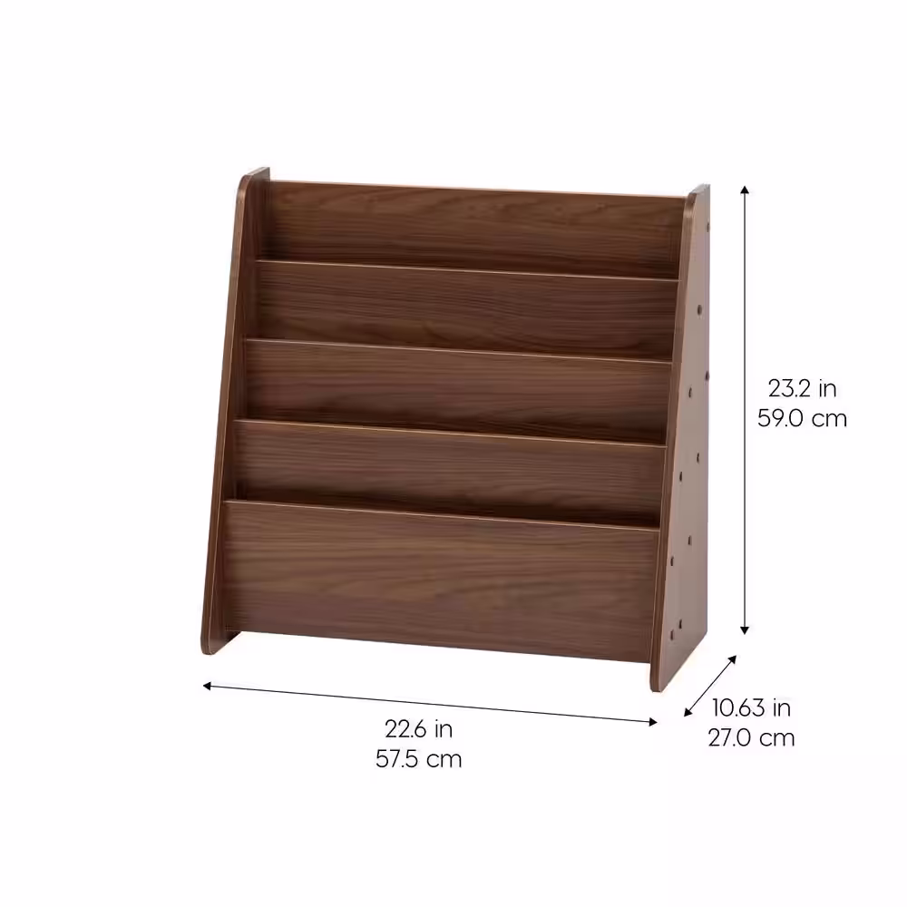 None Wooden Magazine Rack, 4-Pocket Periodical Book Sketchbook Stand