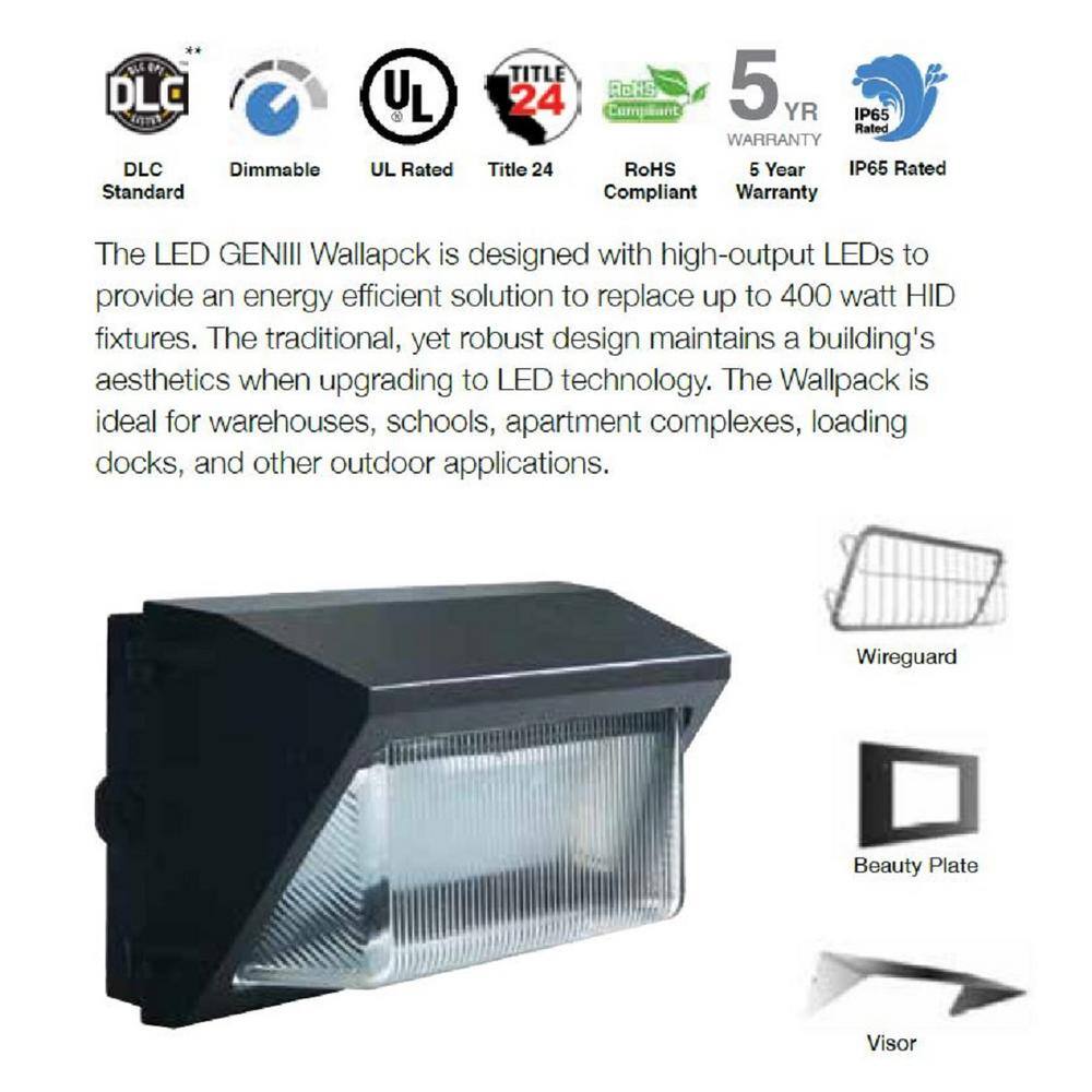 HALCO LIGHTING TECHNOLOGIES 400-Watt Equivalent 120-Watt Outdoor Integrated LED Bronze Wall Pack Light Cool White, 4000K