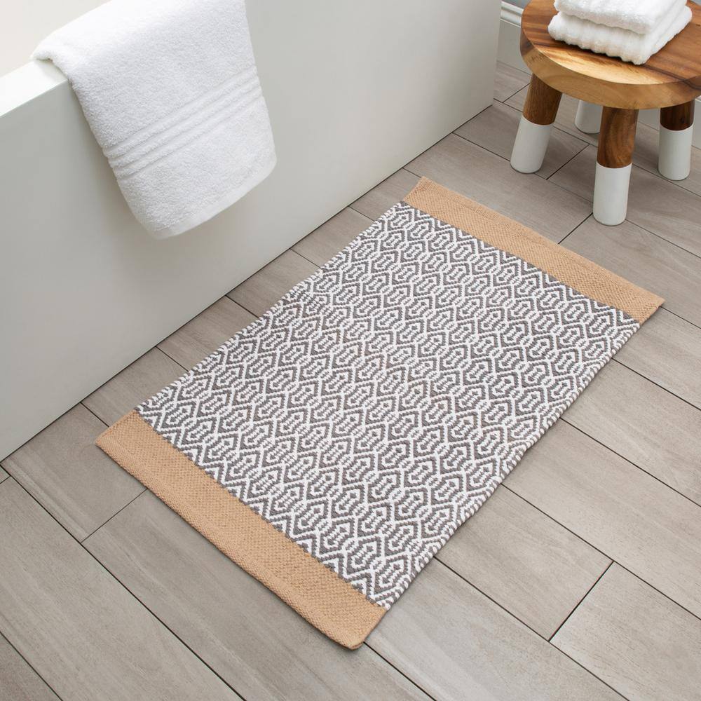 None CARMEN BATH MAT 20 in. x 32 in. COTTON GRAY