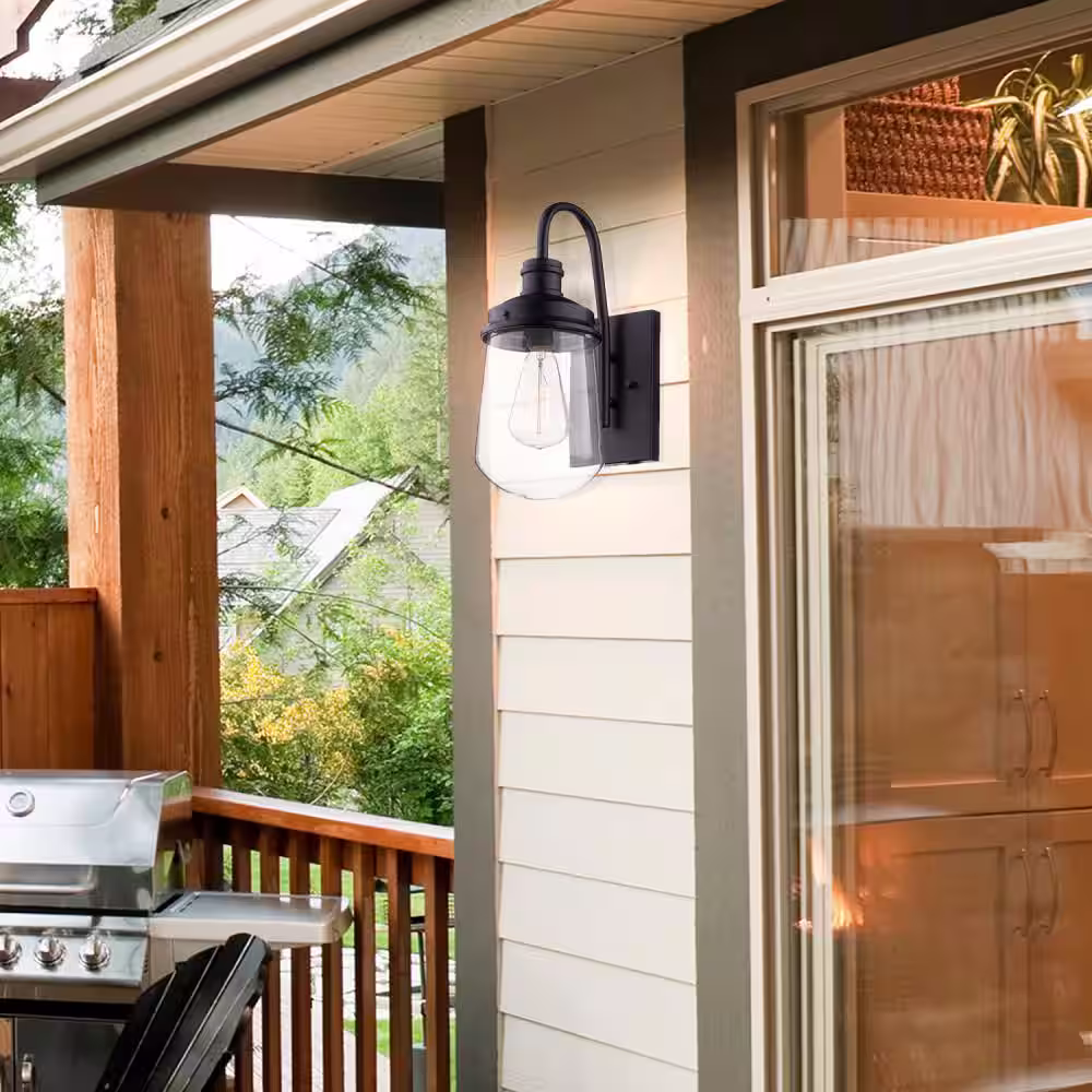 Globe Electric Edelman Black Minimalist Indoor/Outdoor 1-Light Wall Sconce