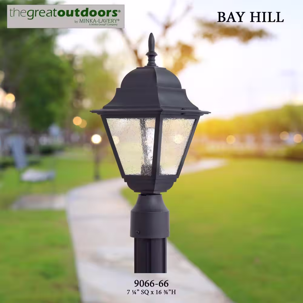 the great outdoors by Minka Lavery Bay Hill 1-Light Black Outdoor Post Lantern