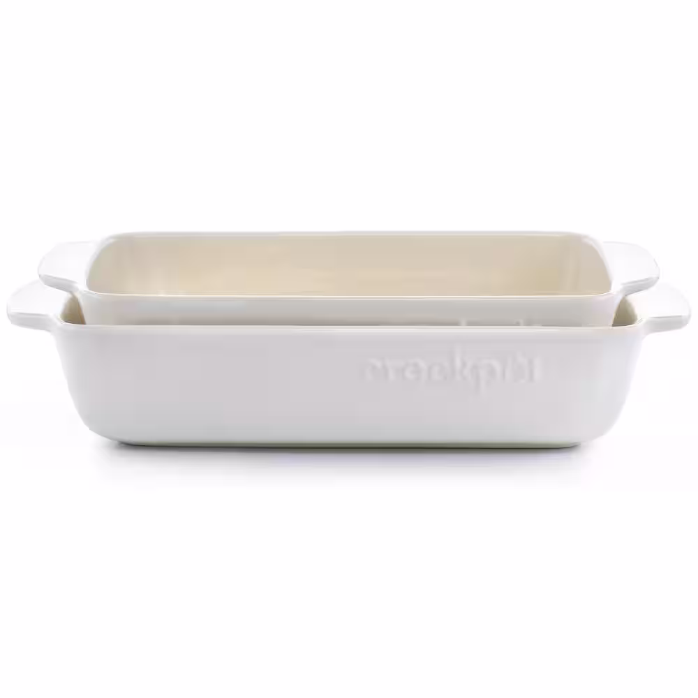 Crock-Pot Artisan 2-Piece 2.5 qt. and 3.5 qt. Rectangular Stoneware Bake Pan Set in Cream