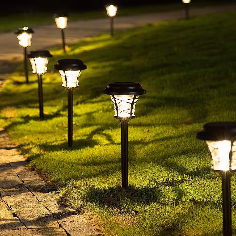None Solar Black Integrated LED Path Light with Waterproof (6-Pack)