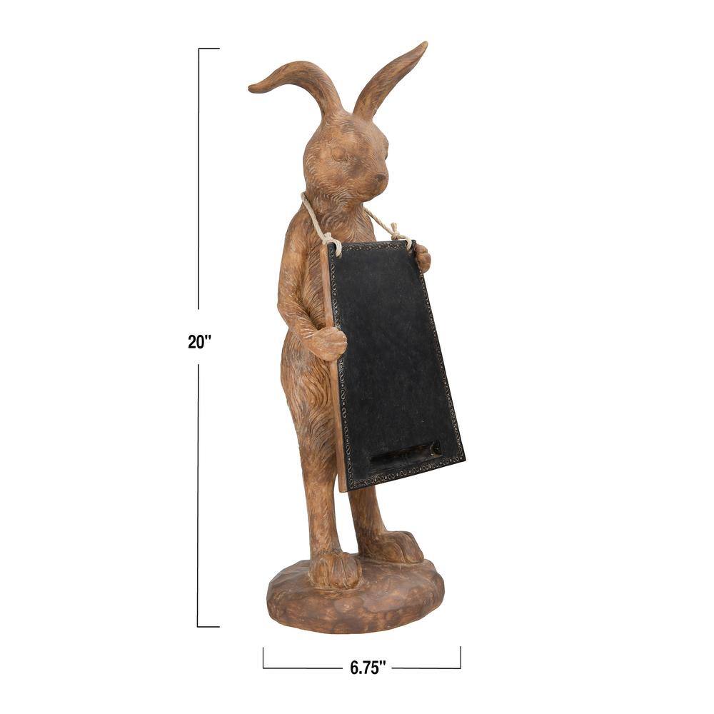 Storied Home Rabbit Shaped Resin Figurine Holding Chalkboard