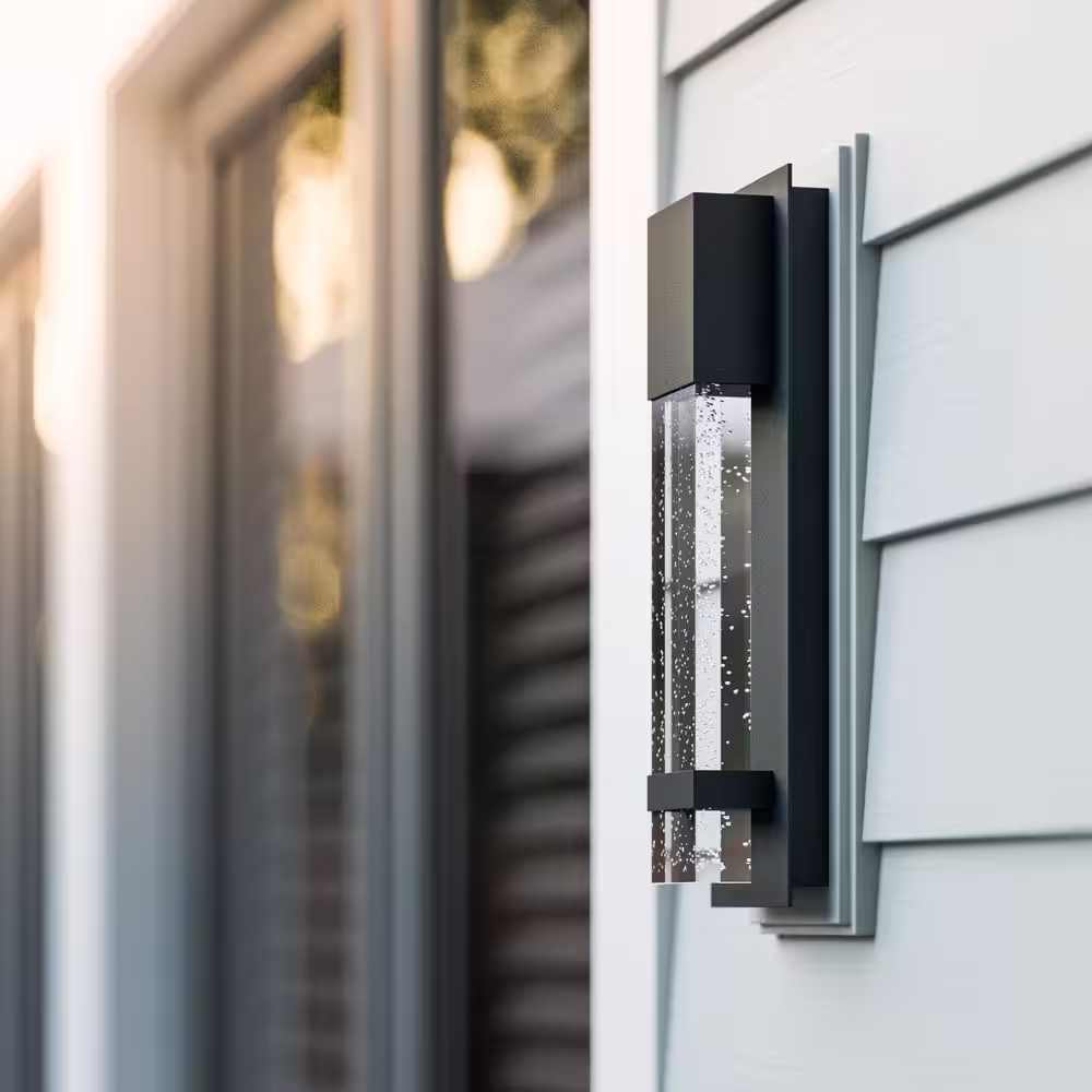 Hampton Bay Caroline Black LED Outdoor Wall Lantern Sconce Light