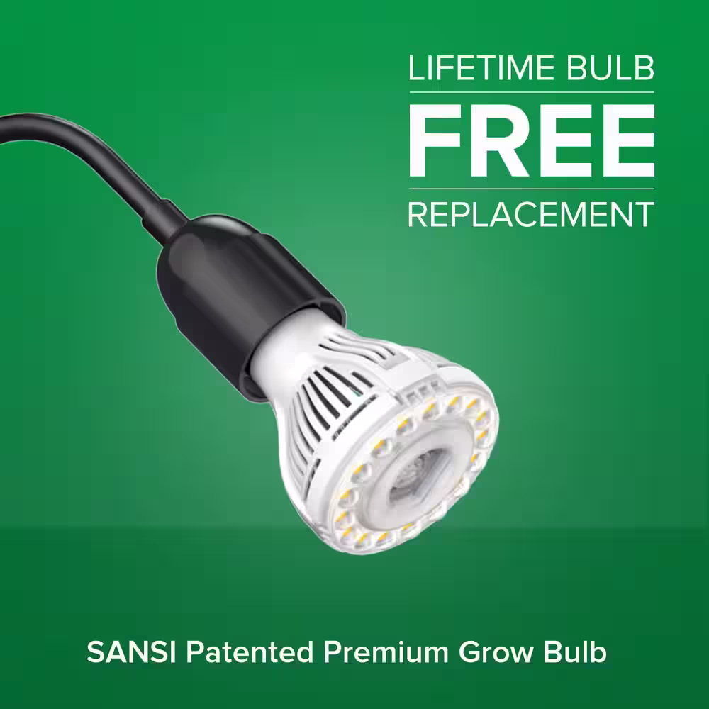 SANSI 150-Watt Equivalent Black Full Spectrum Gooseneck LED, 10-Watt Grow Light 4000K Daylight Clip-On High PPFD Plant