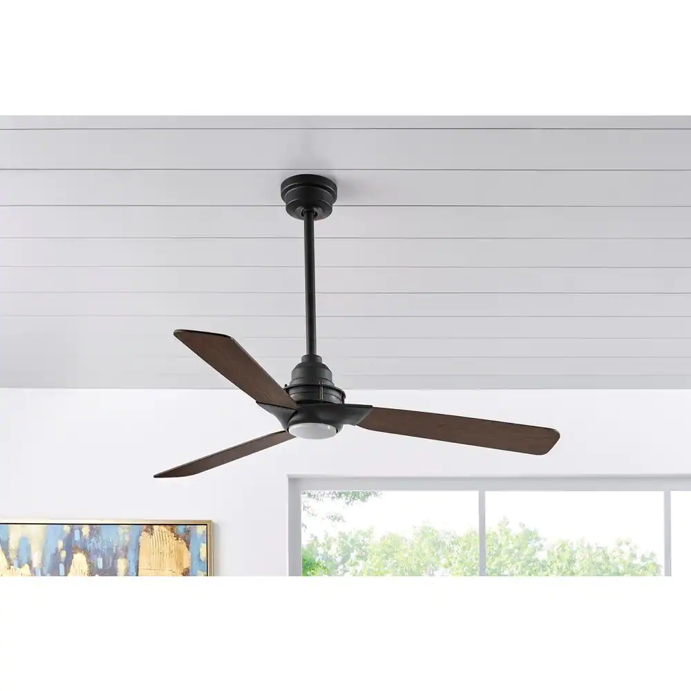 Home Decorators Collection Ester 54 in. White Color Changing Integrated LED Indoor/Outdoor Matte Black Ceiling Fan with Light Kit and Remote