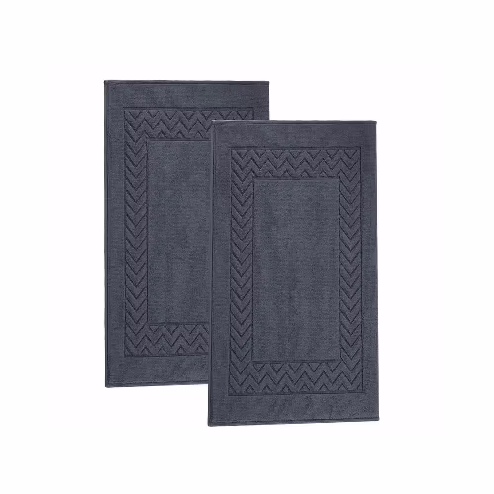 None Enchasoft 2-Pieces Anthracite Turkish Cotton Bath Mats