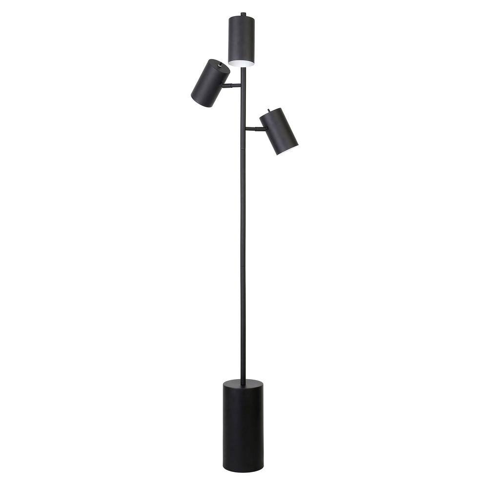 None Dorset 65 in. 3-Light Blackened Bronze Floor Lamp with Metal Shades