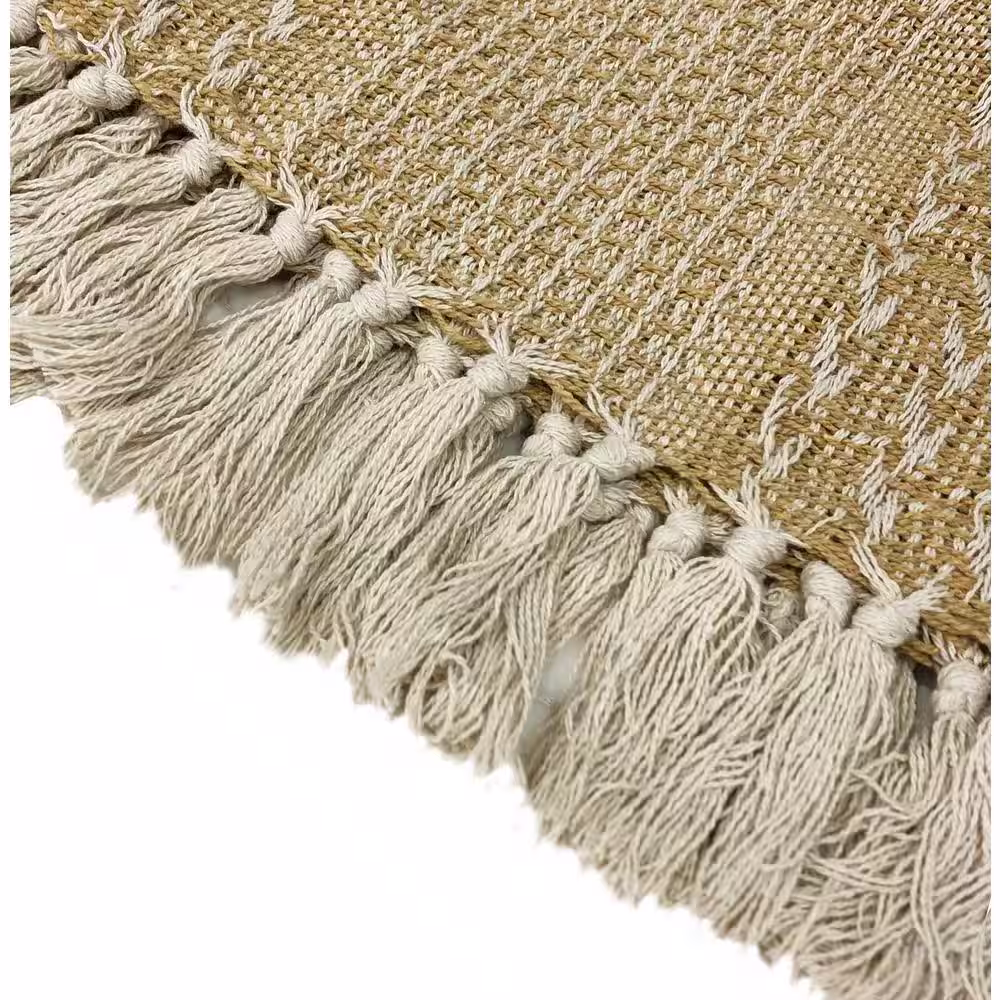 Harper Lane Mishka Cotton Tan/White 50 in. x 60 in. Throw