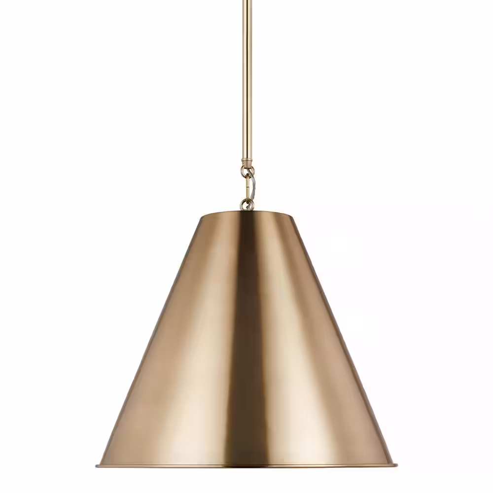 Generation Lighting Gordon 1-Light Satin Brass Small Hanging Pendant with Steel Shade