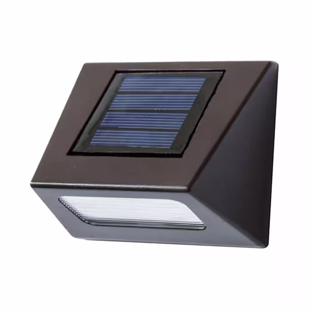 Hampton Bay Bronze Integrated LED Downcast Outdoor Solar Deck Light (4-Pack)