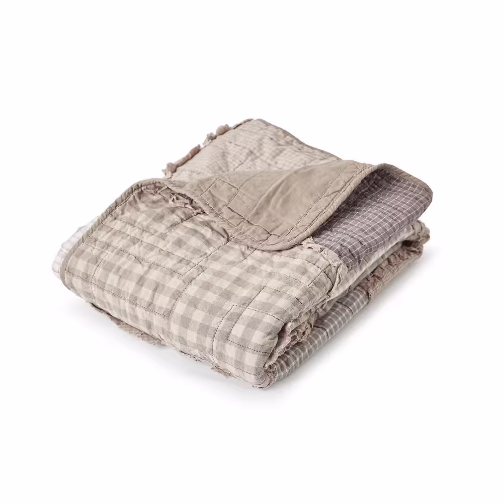 DONNA SHARP Smoky Cobblestone Taupe Cotton Throw